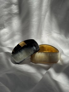 Natural Buffalo Horn Cuff <b>Bracelet</b> Handmade Polished Black and White Horn Bangle Wide Statement <b>Boho</b> Ethnic Fashion Jewelry Gift - Product Image 3