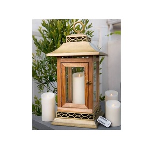 Portavelas de Madera con Ventanas de Vidrio Transparente y Asa de Cuerda, Decoración Rústica Vintage para el Hogar - Product Image 6