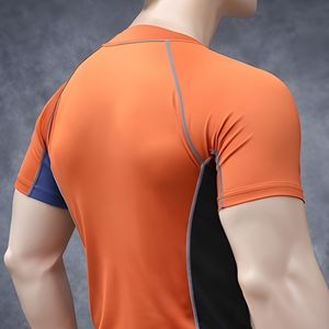 เสื้อยืดออกกำลังกายผู้ชาย ทรงเข้ารูป ผ้าคอตตอนผสมสแปนเด็กซ์ สำหรับฟิตเนส วิ่ง และเล่นกีฬา ขายส่ง - Product Image 5