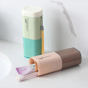 Multifunction Plastic Rectangle Stand <b>Toothbrush</b> Organizer with Wash Mouthwash Cups Portable Travel Design Convenient Storage - Product Image 5