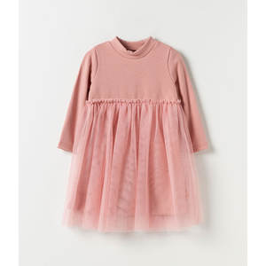 Vestido Estilo Coreano OZKIZ para Niñas, Moda de Invierno para 2-6 Años, Venta al Por Mayor, Largo Midi, Poliéster y Chifón con Decoraciones de Volantes - Product Image 1