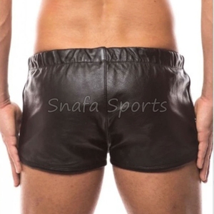 กางเกงขาสั้นหนังสำหรับออกกำลังกายในฤดูร้อนสำหรับผู้ชาย กางเกงขาสั้นสำหรับต่อสู้ มีกระเป๋า สไตล์ลำลอง ทำจากหนังแท้ 100% - Product Image 2
