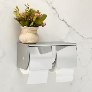 Lot de 2 porte-papier toilette muraux en acier inoxydable, support moderne antirouille pour rouleaux de papier toilette de salle de bain - Product Image 4