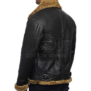 Veste en peau de mouton pour homme, en cuir véritable, doublée de fourrure, veste d'hiver surdimensionnée, veste en peau de mouton streetwear - Product Image 6
