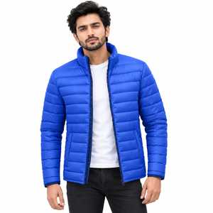 Chaqueta Acolchada Impermeable para Hombre, Cuello Alto, Color Amarillo, con Cierre Frontal con Logotipo, Ligera, 100% Poliéster, Ropa de Invierno - Product Image 6