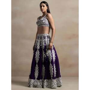 Lehenga Choli de Georgette con Hilo Morado Encantador para Mujer, Ideal para Festivales - Product Image 4