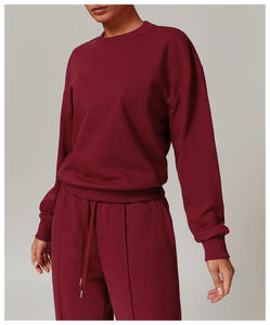 Custom Women's Tracksuit <b>Set</b> Casual <b>Loungewear</b> High Waist Sweatpants Full Sleeve Crew Neck Solid Color Breathable Spandex Cotton - Product Image 2