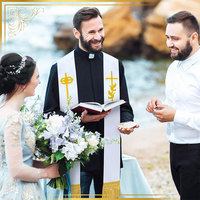 Écharpe de graduation brodée avec croix et colombe, écharpe officielle de mariage pour prêtres et pasteurs