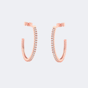 ต่างหูเพชรทรงกลม 0.20 กะรัต แบบห่วงเปิด ประดับเพชรแบบฝังเต็มตัว ตัวเรือนทองคำแท้ รูปทรงตัว C ขนาดเล็ก เรียบหรู ดูดี เป็นของขวัญสำหรับผู้หญิง - Product Image 2