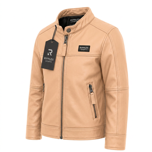 Fashionable kids <b>leather</b> <b>jacket</b> designed with comfort warmth and everyday durability for stylish boys and girls alike - Product Image 4