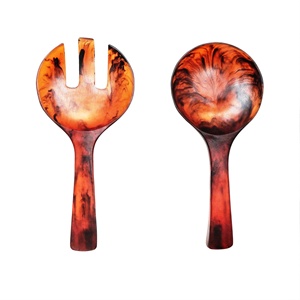 White Swirl Resin <b>Salad</b> <b>Tools</b> Set Spoon Fork Server-Dishwasher/Microwave/Oven Safe High Quality Home Hotel Use - Product Image 6