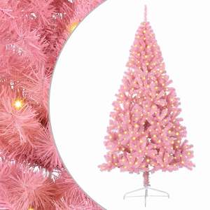 Sapin de Noël artificiel rose en PVC de 94,5 pouces pré-éclairé avec 300 LED - Product Image 2