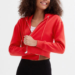 Fashionable Comfortable Women's <b>Zip</b>-<b>Up</b> Cotton <b>Cropped</b> Sweatshirt Casual Gym Wear Breathable Eco-Friendly Sweatshirts For Women - Product Image 1