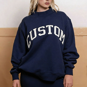 Custom Printed Front Mockneck Cotton Heavyweight <b>Jumper</b> Soft Fleece Printed Front Crewneck Oversized Drop Shoulder Leopard - Product Image 3