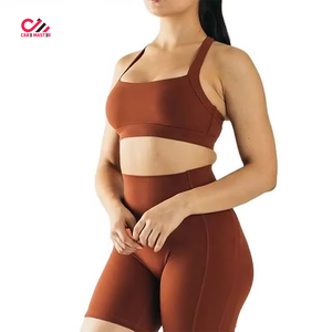 Conjunto Deportivo Vintage en Oferta, Ropa de Yoga, Conjunto de 2 Piezas con Botones Bordados, Shorts Ajustados y Transpirables para Mujer - Product Image 1