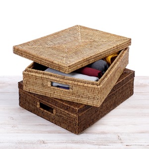 Storage <b>containers</b> for multi purposes hand-weave rattan <b>box</b> organizer lidded <b>container</b> boxes - Product Image 2