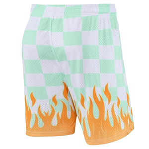 Shorts en maille épaisse tendance pour hommes, motif à carreaux par sublimation, séchage rapide, respirant, avec cordon de serrage, pour le basketball et les loisirs - Product Image 5