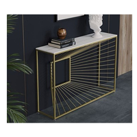Table console moderne de luxe en métal plaqué or pour salon, hôtel, appartement, bureau, entrée - Écologique, personnalisable, Inde