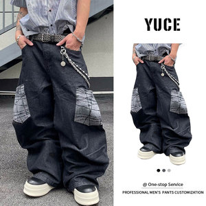 <span class=keywords><strong>Jeans</strong></span> da <span class=keywords><strong>Uomo</strong></span> YUCE di Alta Qualità, Stile Streetwear Personalizzato, Denim Grezzo, Vestibilità Ampia, Design con Patchwork Curvo - Product Image 2