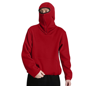 Sweat à capuche zippé tendance brodé masque ninja, style streetwear, 100 % coton molletonné, coupe oversize, hiver – Meilleures ventes - Product Image 4