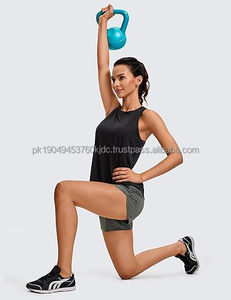 YOGA Ligero Racerback Tank Tops para mujer Cuello alto Entrenamiento Atlético Correr Camisetas sin mangas - Product Image 3