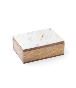 Caja de Joyería Artesanal India Personalizada con Incrustaciones de Hueso, Concha y Madera, Decorativa con Resina y Cuadrados de Incrustaciones para Sala de Estar - Product Image 1