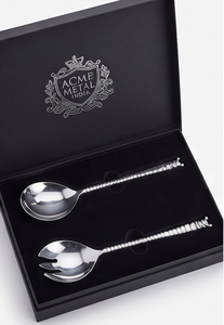 Royale Salad Servers Twisted Beaded Handle With Ring Pattern Mirror Polish Perfect For <b>Gift</b> <b>Hamper</b> Hotel And Resort - Product Image 3
