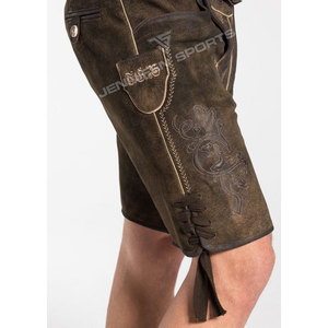 Lederhosen bávaros clásicos cortos de piel de ciervo de la mejor calidad para hombre, con diseño bordado. - Product Image 4