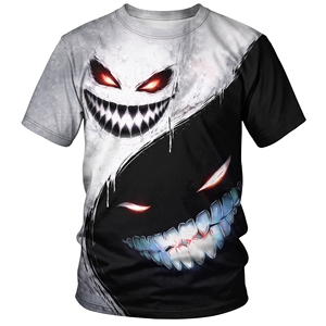 T-shirt pour homme de haute qualité personnalisé avec impression 3D par sublimation, visage gothique d'horreur, manches courtes, style streetwear, t-shirts d'Halloween - Product Image 5
