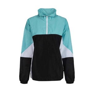 Veste de pluie imperméable légère pour femme, coupe-vent décontractée imprimée avec capuche et fermeture éclair patchwork colorée - Product Image 1