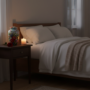 โกศบรรจุอัฐิขนาดใหญ่ลายดอกไม้สำหรับผู้ใหญ่ ทำด้วยโลหะ งานแฮนด์เมด พร้อมฝาปิดแน่นหนาและถุงกำมะหยี่ - Product Image 6