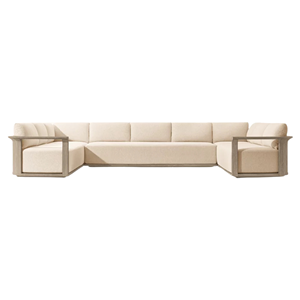 Modern Minimalist Outdoor Sectional <b>Sofa</b> Set Solid Teak <b>Wood</b> <b>Frame</b> L-Shaped Patio Lounge Couch Luxury Villa Resort Furniture - Product Image 2