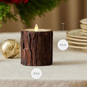 Portavelas de madera con centro hueco, decoración orgánica con temática forestal, accesorio de estilo rústico para mesa de granja. - Product Image 3