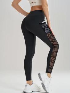High Waist Seamless <b>Knitted</b> <b>Leggings</b> Full Length Solid Sporty Women's Yoga Pants with Side Pockets High Stretch - Product Image 6