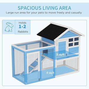 Gabbia per Conigli Blu Chiaro da 48 Pollici con Tetto Impermeabile, Vassoio Rimovibile e Rampa, per Interni ed Esterni, per Piccoli Animali - Product Image 4