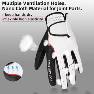 JNM SAFETY Gants de golf en cuir véritable noir et blanc pour droitier, antidérapants, unisexes, respirants, pour sports de plein air - Product Image 3