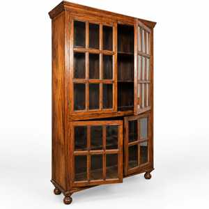 Wooden Modern Rectangle Display <b>Cabinet</b> Glass Doors <b>Tall</b> Storage Bookcase for Living Room Furniture Handcrafted Curio <b>Cabinet</b> - Product Image 3