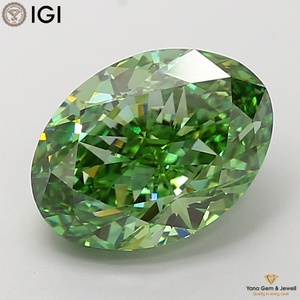 Diamant de laboratoire CVD avec certificat IGI, forme ovale, 5,01 carats, pour pièce de fiançailles personnalisée, couleur vert vif fantaisie, clarté VS1 - Product Image 1