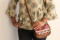 Tas selempang kulit Jacquard buatan tangan, tas selempang Multi guna desain Vintage baru