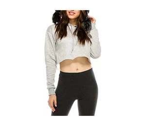 Hoodie court tendance pour femme en coton, tissu tricoté doux, respirant, molletonné, décontracté, style streetwear, hiver, automne, printemps, éco-responsable - Product Image 1