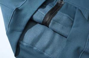 Sweat-shirt à capuche bleu pour homme, coupe classique, couleur unie, en molleton de coton, décontracté, pour l'automne, avec poche - Product Image 5
