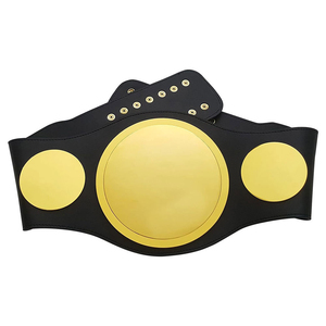 Ceinture de championnat avec plaques métalliques de qualité supérieure, sangle en cuir durable, finition dorée, gravure de logo personnalisée, design professionnel, OEM - Product Image 1