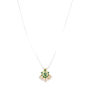 Platinum Gold-Plated Invisible Chain with Floral Jadau Pearl and Diamond Pendant - Product Image 3