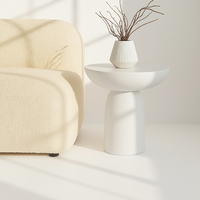 Table d'appoint en béton blanc Vandana Zenova Arion, meuble d'appoint moderne et minimaliste