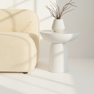 Table d'appoint en béton blanc Vandana Zenova Arion, meuble d'appoint moderne et minimaliste - Product Image 2