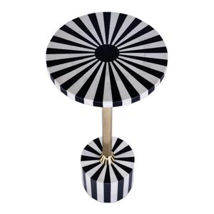 Table d'appoint contemporaine à rayures avec motif géométrique audacieux, colonne centrale élégante et plateau surélevé pour bars - Product Image 3