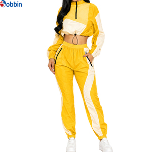 Customizable Women Gray White Color Blocking Tracksuit Full Length Quarter-Zip Sporty <b>Jogging</b> <b>Suit</b> With Side Pockets Lightweight - Product Image 6