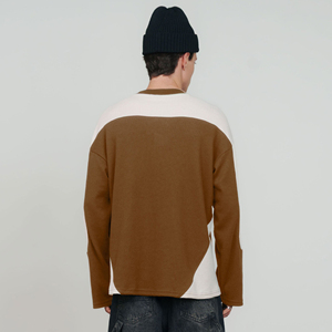 Brown Raglan Sleeve T-Shirt Front Screen Printed Logo <b>Turtleneck</b> Regular Fit 100% Cotton Breathable Casual Design <b>Men's</b> - Product Image 6