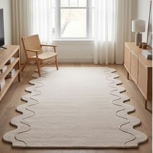 Tapis rectangulaire uni tendance moderne en coton biologique tissé plat antidérapant pour salon - Product Image 3