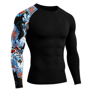 Rashguard à manches longues pour homme, imprimé dragon noir, design par transfert thermique direct, respirant, séchage rapide, Spandex/Polyester - Product Image 3